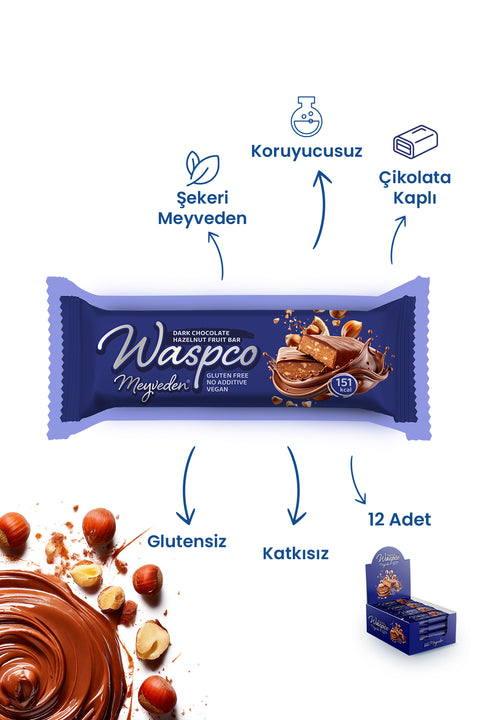 Bitter Çikolata Kaplı Fındıklı Meyve Bar 35G x 12 Adet