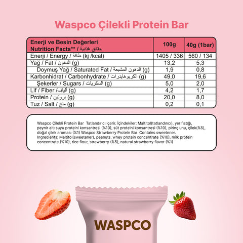 Çilekli Protein Bar 40g x 12 Adet