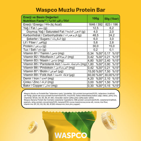 Muzlu Yüksek Protein Bar 50g x 12 Adet