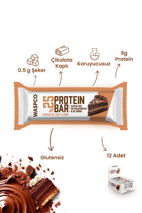 Bitter Çikolata Kaplı Kek Aromalı Protein Bar x 12 Adet