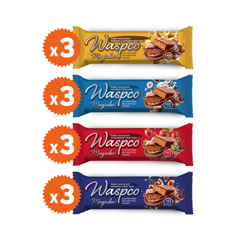 Bitter Çikolata Kaplı Meyve Bar Karma Kutu 35G x 12 Adet (4 Çeşit)