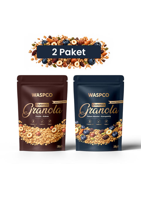Granola - Fındık & Kakao 200 g + Yaban Mersini & Kuruyemiş 200 g