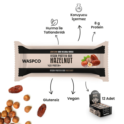 Hurmalı ve Fındıklı Vegan Protein Bar 40g x 12 Adet