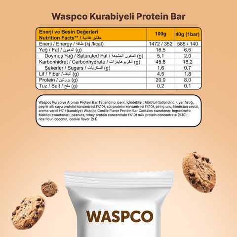 Kurabiye Aromalı Protein Bar 40g x 12 Adet